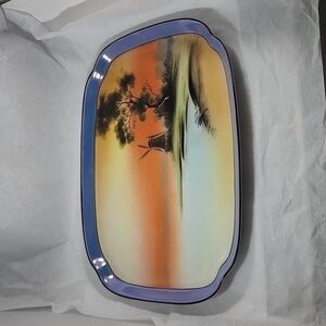 NORITAKE Vintage & serving tray, lake side theme w/ sunset windmill gorgious!!!!